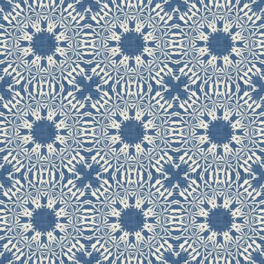 Çiftlik evi mavi kar tanesi desenli arka plan. Frosty batik damasch fransız efekti kusursuz arkaplan. Şenlikli soğuk tatil sezonu duvar kâğıdı döşemesi