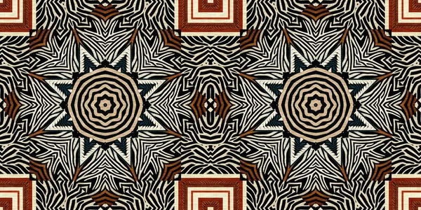 African Kente Cloth Patchwork Effect Border Pattern Seamless Geometric Quilt — Φωτογραφία Αρχείου