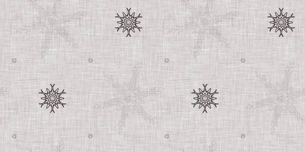 Seamless Christmas Snowflake Woven Linen Border Two Tone Seasonal Brown — Photo