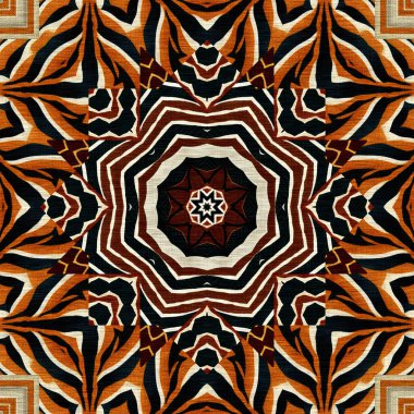 African kente cloth patchwork effect pattern. Seamless geometric quilt fabric all over background. Patched boho rug safari shirt repetitive tile swatch