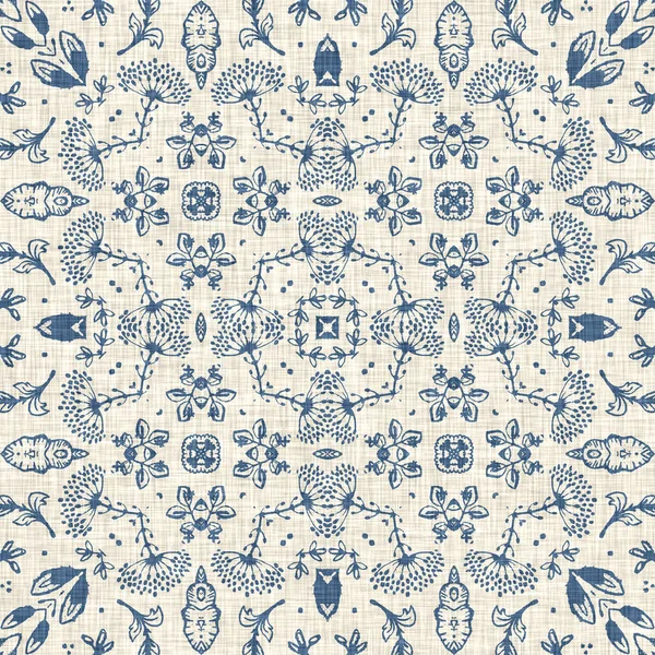 French Blue Floral French Printed Fabric Pattern Shabby Chic Home — Stock Photo, Image