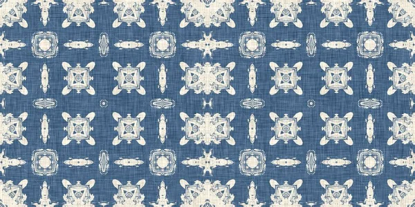 French blue quilt printed fabric border pattern for shabby chic home decor trim. Rustic farm house country cottage flower linen endless tape. Patchwork quilt effect ribbon edge