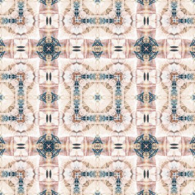 Retro boho geometrik kaleydoskop eşarp desenli arka plan. Renkli klasik azulejos kumaş desenli döşeme efekti