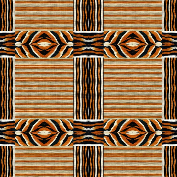 African Kente Cloth Patchwork Effect Pattern Seamless Geometric Quilt Fabric — Stok fotoğraf