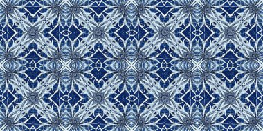 Çivit mavisi kar tanecikli Batik. Frosty batik boyama efekti pürüzsüz kenar. Soğuk bayram şenliği kurdelesi