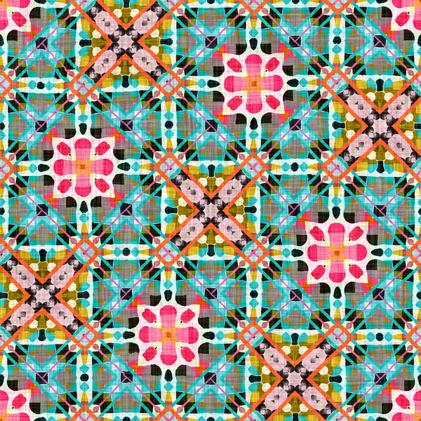 Kitsch Pattern Geometric Retro Design Seamless Background Trendy Modern Boho — Stockfoto