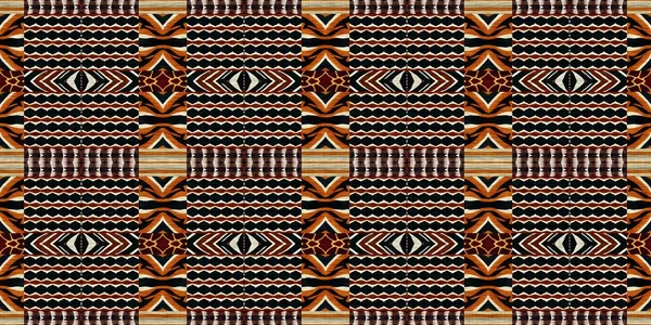 African Kente Cloth Patchwork Effect Border Pattern Seamless Geometric Quilt — стокове фото