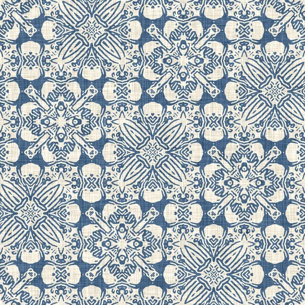 Francés Azul Lino Efecto Patrón Geométrico Fondo Textil Tejido Gris —  Fotos de Stock