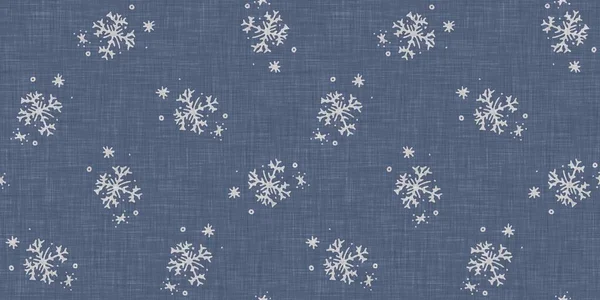 Seamless Christmas Snowflake Woven Linen Pattern Two Tone Seasonal Farmhouse — 图库照片