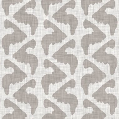 Fransız gri karalama motifli keten desenli. Tonal kır evi tarzı soyut karalama motifi arka planı. Basit bir kırsal kumaş tekstil etkisi. İlkel, pejmürde, şık bir kumaş.