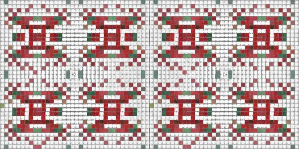 Seamless Christmas Poinsettia Cross Stitch Border Decorative Ornament Seasonal Red — Stockfoto