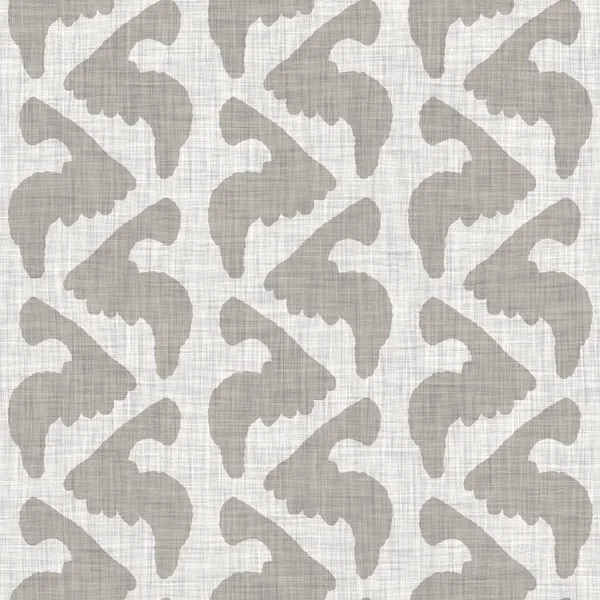 Fransız gri karalama motifli keten desenli. Tonal kır evi tarzı soyut karalama motifi arka planı. Basit bir kırsal kumaş tekstil etkisi. İlkel, pejmürde, şık bir kumaş.