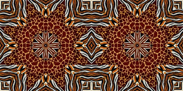African Kente Cloth Patchwork Effect Border Pattern Seamless Geometric Quilt — Foto Stock