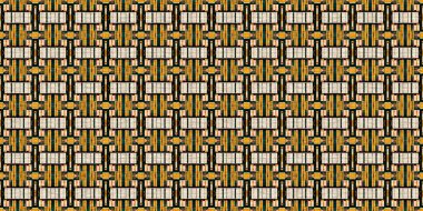 Geleneksel fayanslı, pürüzsüz sınır deseni. Kumaş efekti Meksika yaması damaske kenar kesimi. Kare şeklindeki simetrik arkaplan tekstil şeridi. Yaratıcı renkli grafik tasarım pankartı