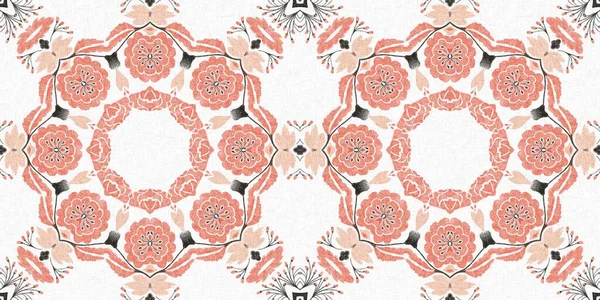 Moderno Boho Geométrico Floral Quilt Estilo Padrão Borda Sem Costura — Fotografia de Stock