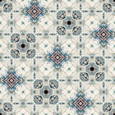 Retro boho geometrik kaleydoskop eşarp desenli arka plan. Renkli klasik azulejos kumaş desenli döşeme efekti