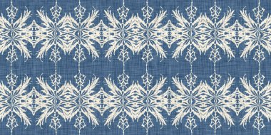 Çiftlik evi mavi kar taneleri sınır arkaplanı. Frosty batik fransız etkisi kurdelesi. Soğuk bayram bayramı washi kaseti