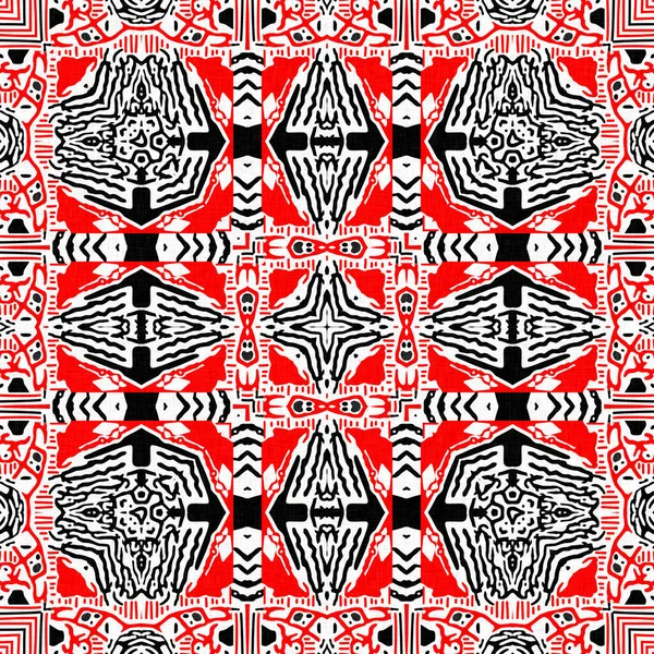 Red black seamless arabesque mosaic bandana pattern. Modern masculine neckerchief geometric scarf print, Abstract graphic fashion and wallpaper art tile
