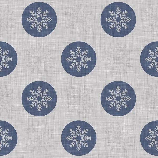 Seamless Christmas Snowflake Woven Linen Pattern Two Tone Seasonal Farmhouse — Foto de Stock