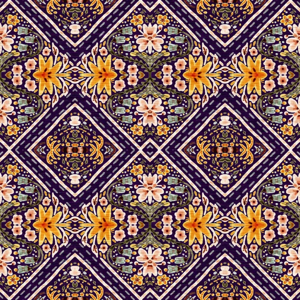 Rustic Provence Floral Pattern Background Boho Whimsical French Swatch Repeat — Stok Foto