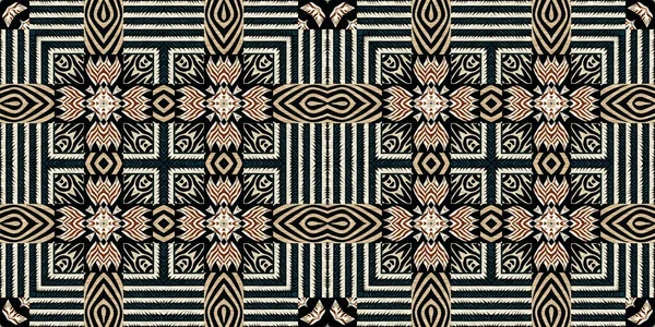African Kente Cloth Patchwork Effect Border Pattern Seamless Geometric Quilt — Zdjęcie stockowe