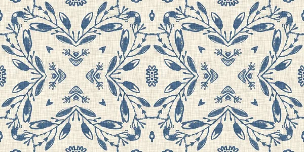 Patrón Borde Tela Estampado Francés Floral Azul Para Adorno Decoración —  Fotos de Stock