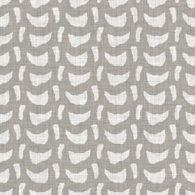 Fransız gri karalama motifli keten desenli. Tonal kır evi tarzı soyut karalama motifi arka planı. Basit bir kırsal kumaş tekstil etkisi. İlkel, pejmürde, şık bir kumaş.