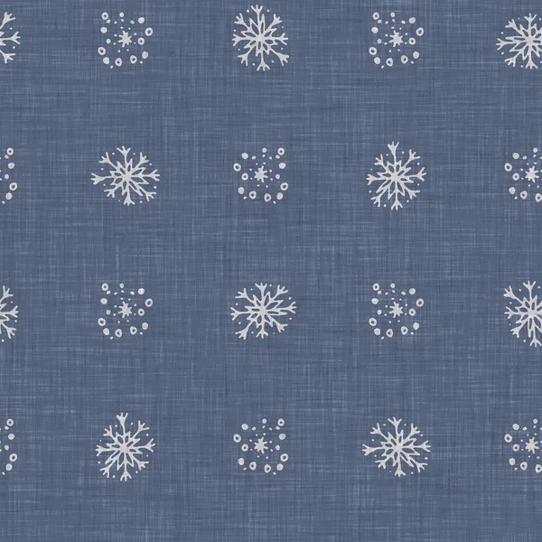 Seamless Christmas Snowflake Woven Linen Pattern Two Tone Seasonal Farmhouse — Fotografia de Stock