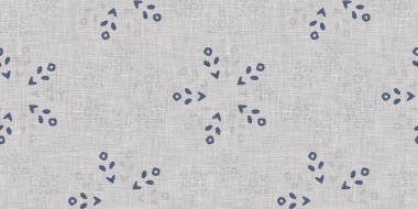 Kusursuz Noel kar taneleri örülmüş keten desenler. İki ton, mevsimlik çiftlik evi mavi don arka planı. Fransız Xmas karları için tatil tekstili