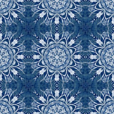 Çivit mavisi kar tanecikli damaske desenli arka plan. Frosty boyama efekti kusursuz arkaplan. Şenlikli soğuk tatil sezonu duvar kâğıdı döşemesi