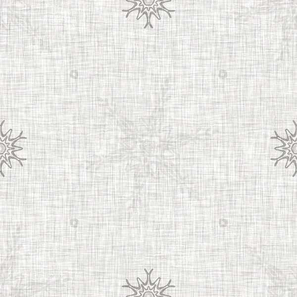 Seamless Christmas Snowflake Woven Linen Pattern Two Tone Seasonal Grey — Stock Photo, Image