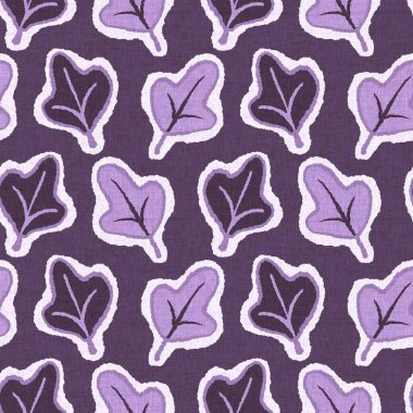 Cinsiyet olarak nötr mor botanik yaprak, dikişsiz raster arka plan. Basit, kaprisli, 2 tonlu bir model. Çocuk bezi duvar kâğıdı ya da her yerde skandal var.