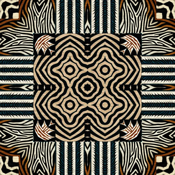 African Kente Cloth Patchwork Effect Pattern Seamless Geometric Quilt Fabric — ストック写真
