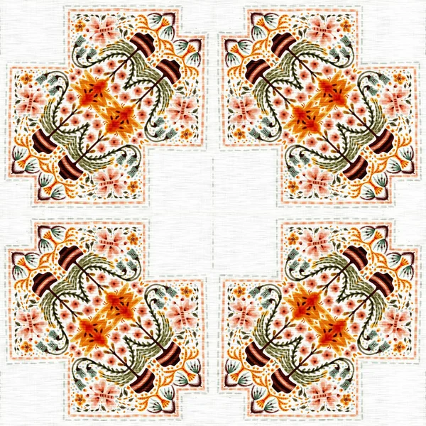 Boho Botanical Cottage Core Seamless Pattern Trendy Decorative Folklore Allover —  Fotos de Stock