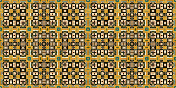 Traditional Tile Mosaic Seamless Border Pattern Print Fabric Effect Mexican — Zdjęcie stockowe