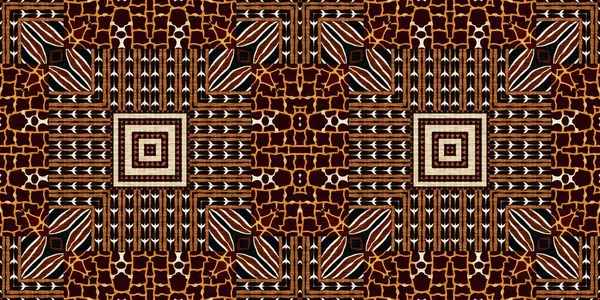 African Kente Cloth Patchwork Effect Border Pattern Seamless Geometric Quilt — Stockfoto