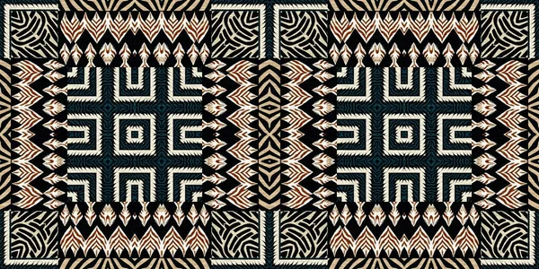 African Kente Cloth Patchwork Effect Border Pattern Seamless Geometric Quilt — Stockfoto