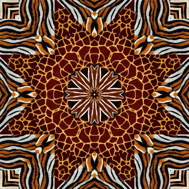 African kente cloth patchwork effect pattern. Seamless geometric quilt fabric all over background. Patched boho rug safari shirt repetitive tile swatch