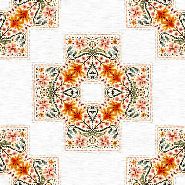 Boho Botanical Cottage Core Seamless Pattern Trendy Decorative Folklore Allover —  Fotos de Stock