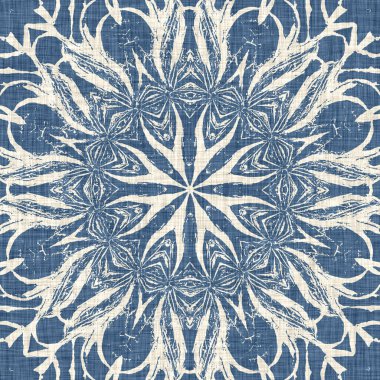 Çiftlik evi mavi kar tanesi desenli arka plan. Frosty batik fransız efekti kusursuz arkaplan. Şenlikli soğuk tatil sezonu duvar kâğıdı döşemesi