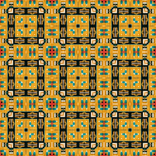 Traditional Tile Mosaic Seamless Pattern Print Fabric Effect Mexican Patchwork — Photo