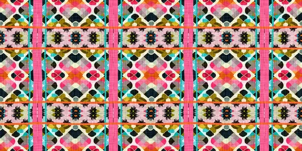 Kitsch Pattern Geometric Retro Design Seamless Border Background Trendy Modern — стоковое фото