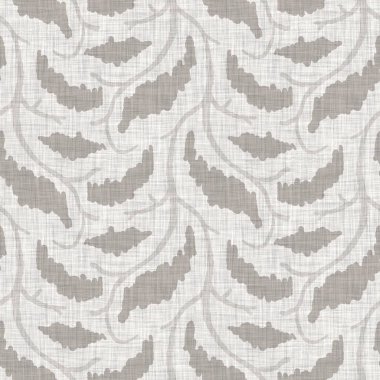 Fransız gri karalama motifli keten desenli. Tonal kır evi tarzı soyut karalama motifi arka planı. Basit bir kırsal kumaş tekstil etkisi. İlkel, pejmürde, şık bir kumaş.