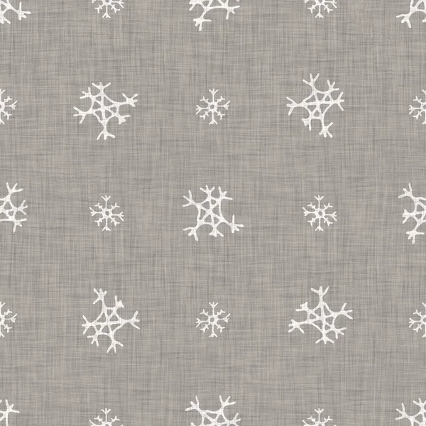 Seamless Christmas Snowflake Woven Linen Pattern Two Tone Seasonal Grey — Stockfoto