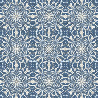 Çiftlik evi mavi kar tanesi desenli arka plan. Frosty batik damasch fransız efekti kusursuz arkaplan. Şenlikli soğuk tatil sezonu duvar kâğıdı döşemesi