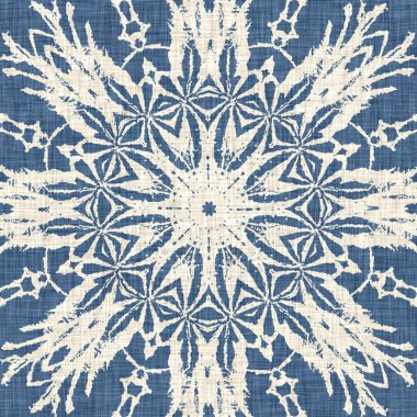 Çiftlik evi mavi kar tanesi desenli arka plan. Frosty batik fransız efekti kusursuz arkaplan. Şenlikli soğuk tatil sezonu duvar kâğıdı döşemesi