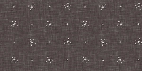 Seamless Christmas Snowflake Woven Linen Border Two Tone Seasonal Brown — Foto de Stock