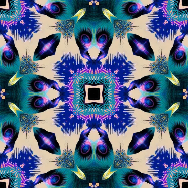 Brilliant Peacock Eye Geometric Wallpaper Pattern Elegant Blur Shimmer Colourful — Stockfoto