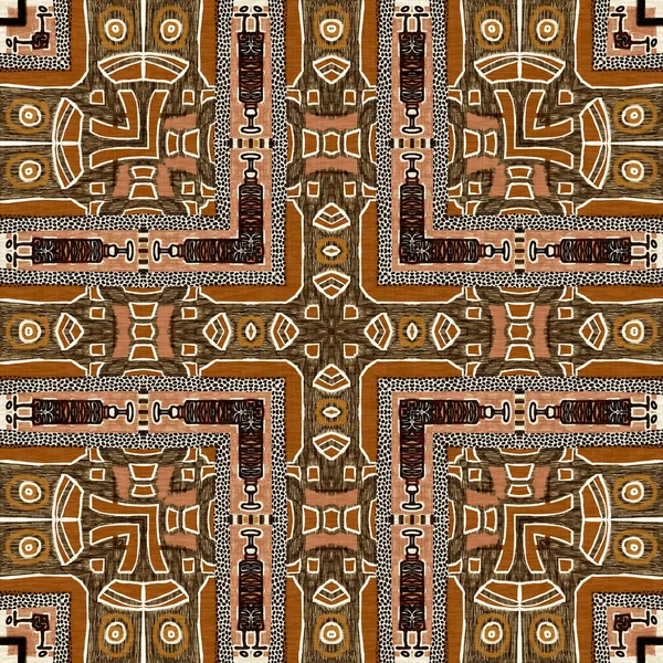 Brown Safari Animal Print Patchwork Seamless Pattern Natural Quilt Clash — Stock Photo, Image
