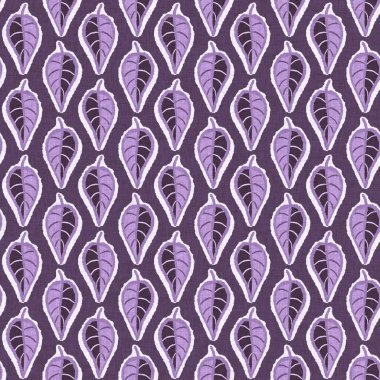 Cinsiyet olarak nötr mor botanik yaprak, dikişsiz raster arka plan. Basit, kaprisli, 2 tonlu bir model. Çocuk bezi duvar kâğıdı ya da her yerde skandal var.